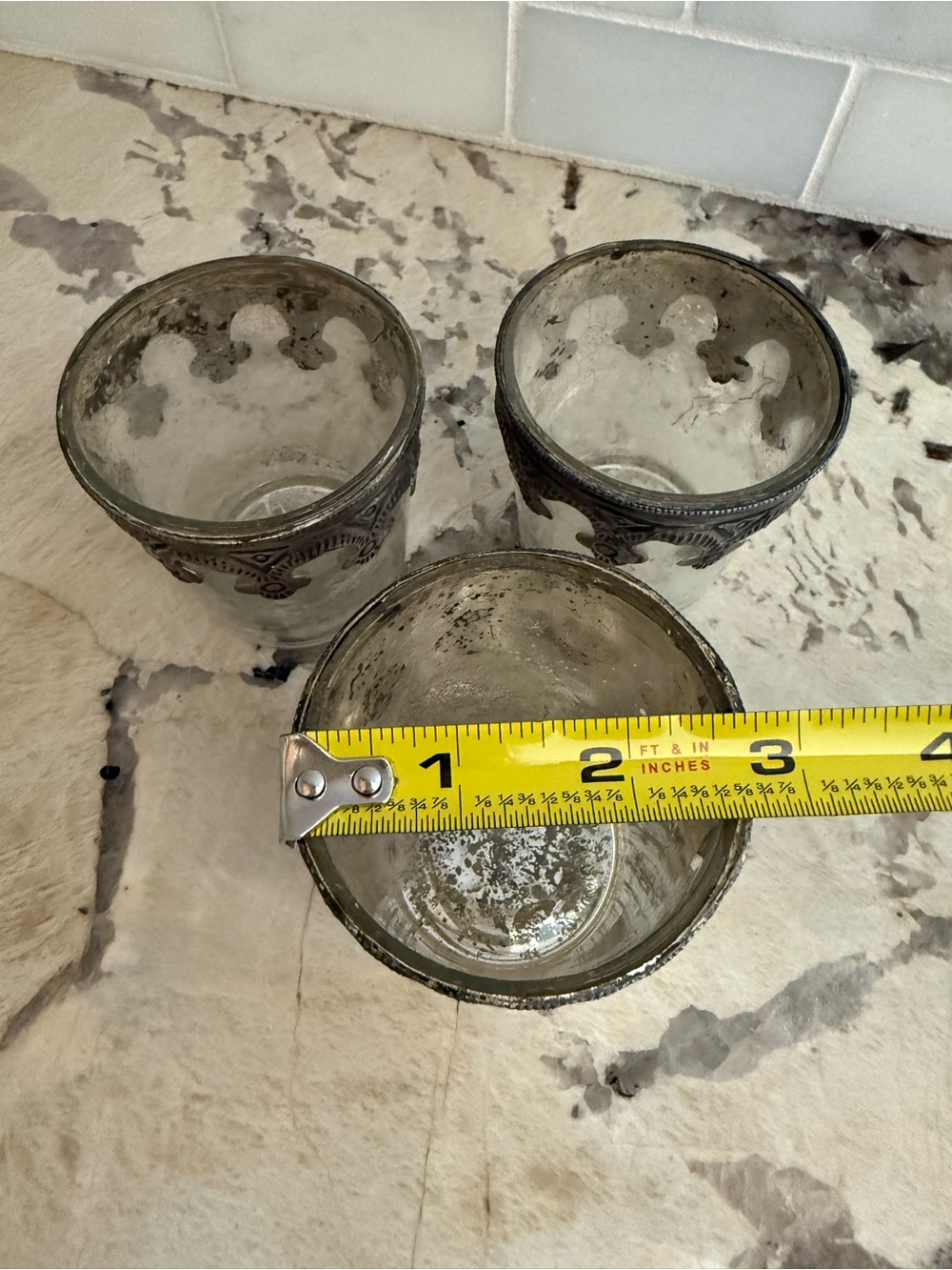 Mercury Glass & Metal Votive Candle Holders (3) - Picture 4 of 4
